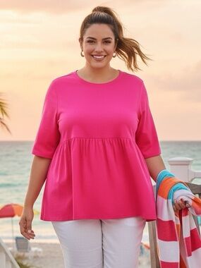 Zenana Outfitters Fuchsia Short Sleeve Top 🌺